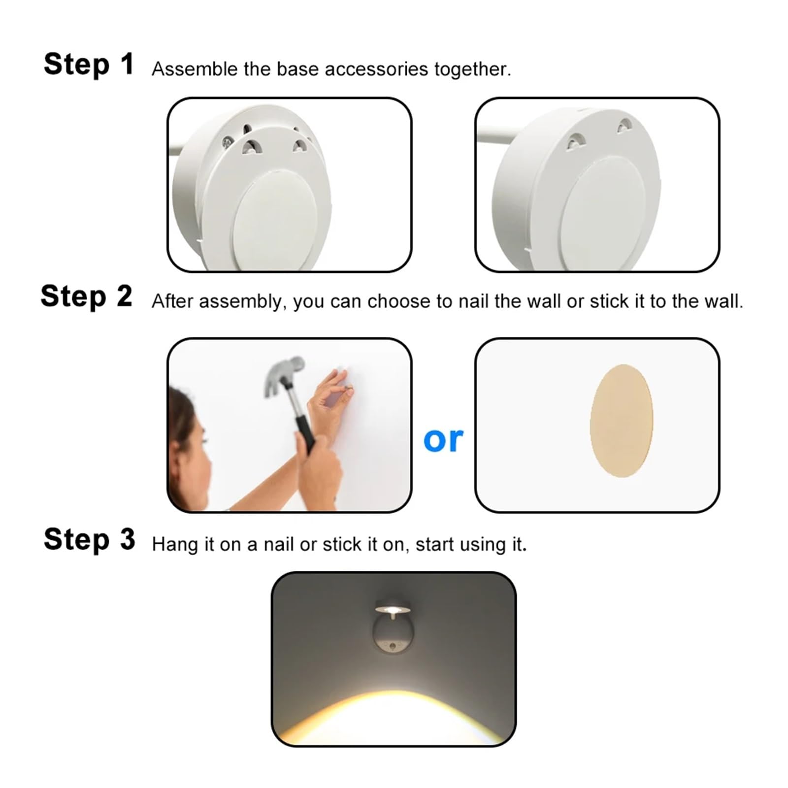 Luce notturna con sensore di movimento a LED, lampada da parete ricaricabile tramite USB for illuminare dipinti immagini murali soggiorno camera da letto cucina(3 Color-2PCS)