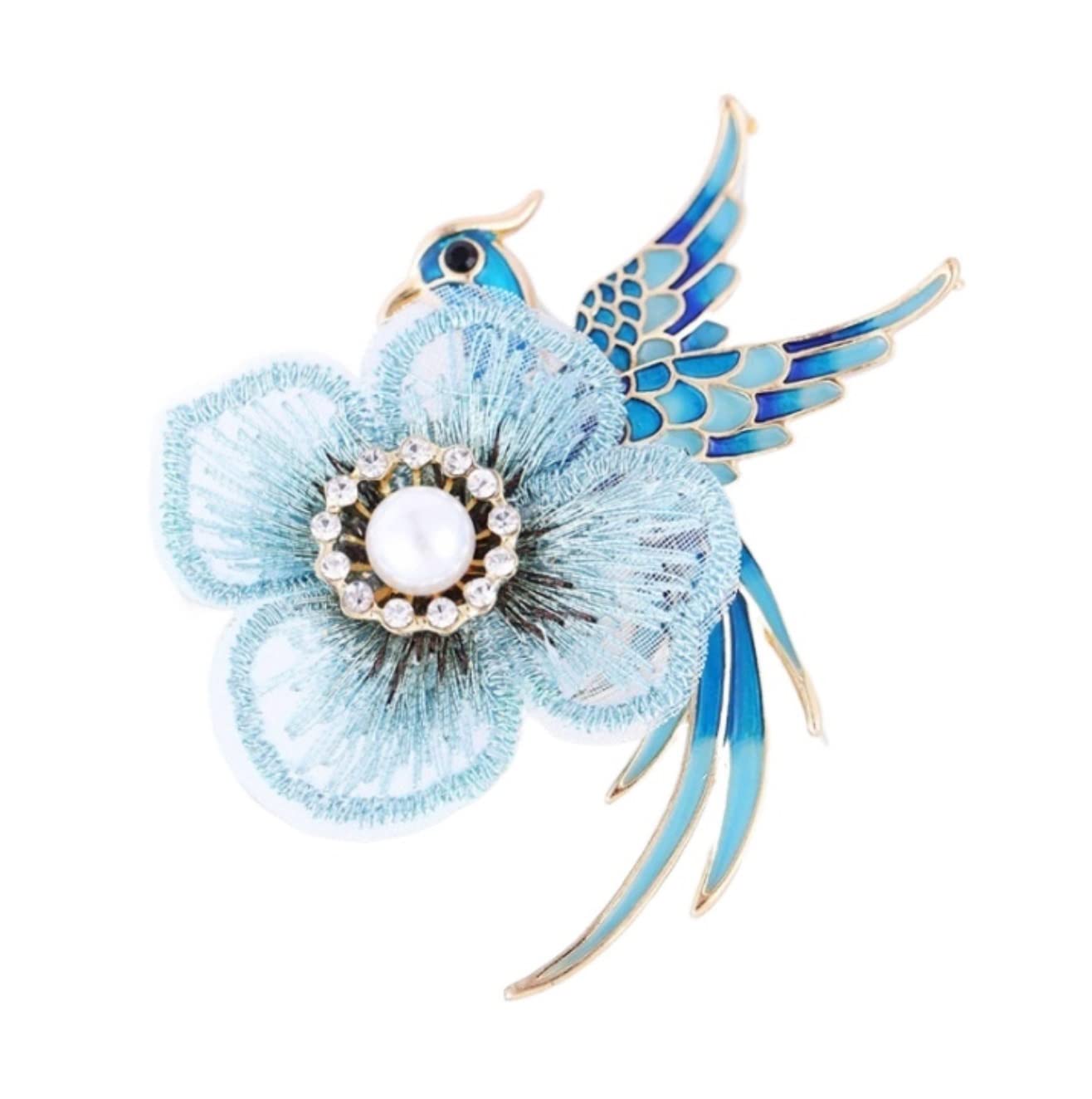 KYUSAR Broches Decorar Broche De Flor De Tela De Pájaro Esmaltado, Broche De Fiesta para Mujer, Cárdigan, Chaqueta, Abrigo, Accesorios Exquisitos Broches Pin (Blue : BLU, Size : 6.1 * 6.5cm)