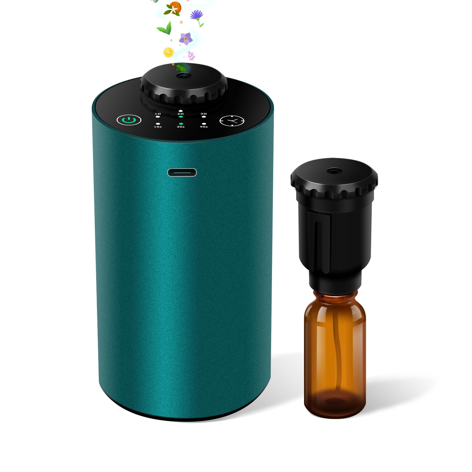 Difusor sin agua, difusor atomizador de aromaterapia, ajuste de pulverización de 10/30/90s, temporizador y difusor de aceites esenciales, funciona con pilas, dura 10 horas, niebla súper silencioso y