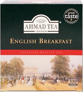 Ahmad Tea English Breakfast Black Tea Bags, 100 Ct - Bold Smooth Caffeinated Blend, Sugar-Free Award Winner