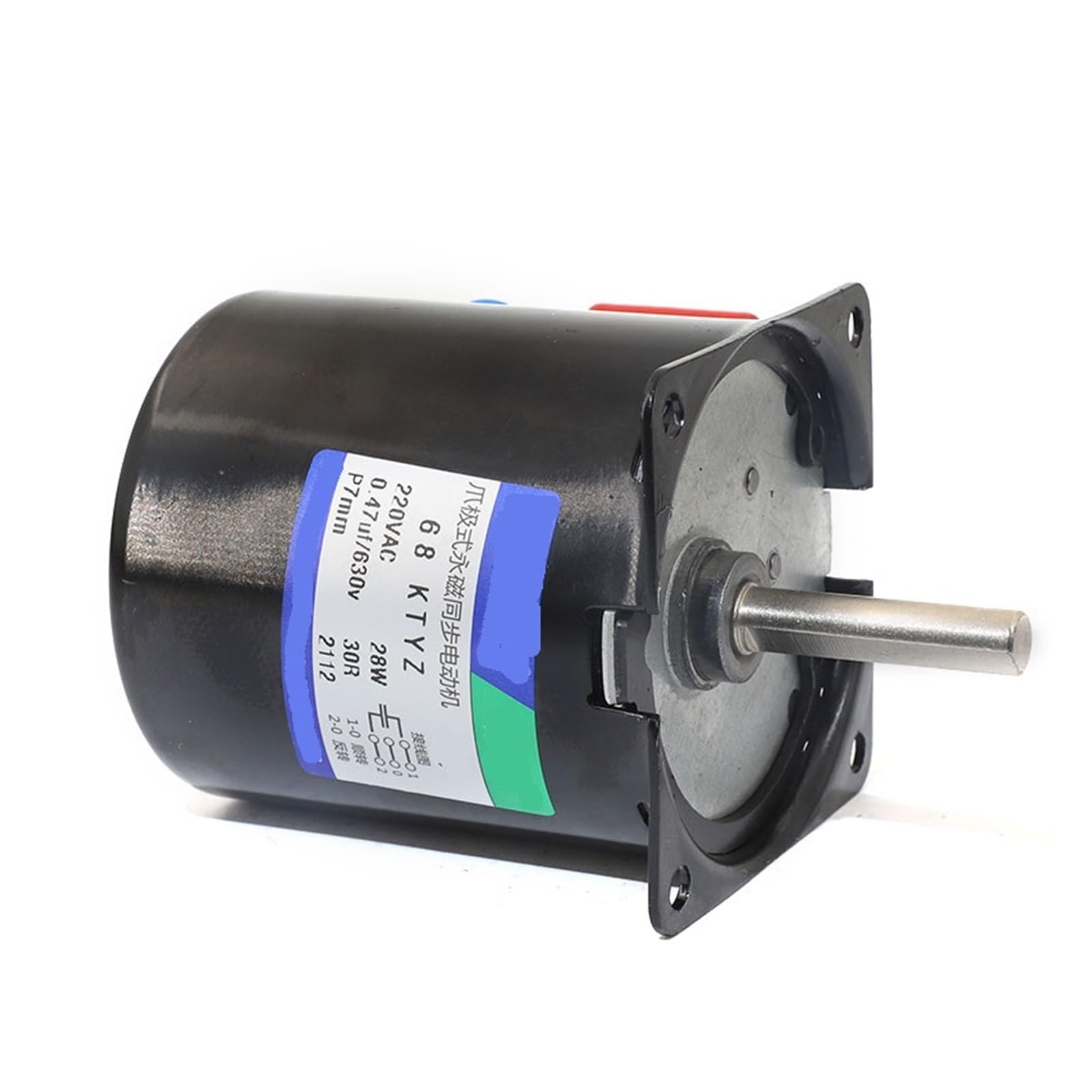 Motores síncronos de ca Motor síncrono de imán Permanente de Alto par 68KTYZ 28W 220V CA Eje excéntrico Motor eléctrico con Reductor de Engranajes metálicos de 7 mm(5rpm)