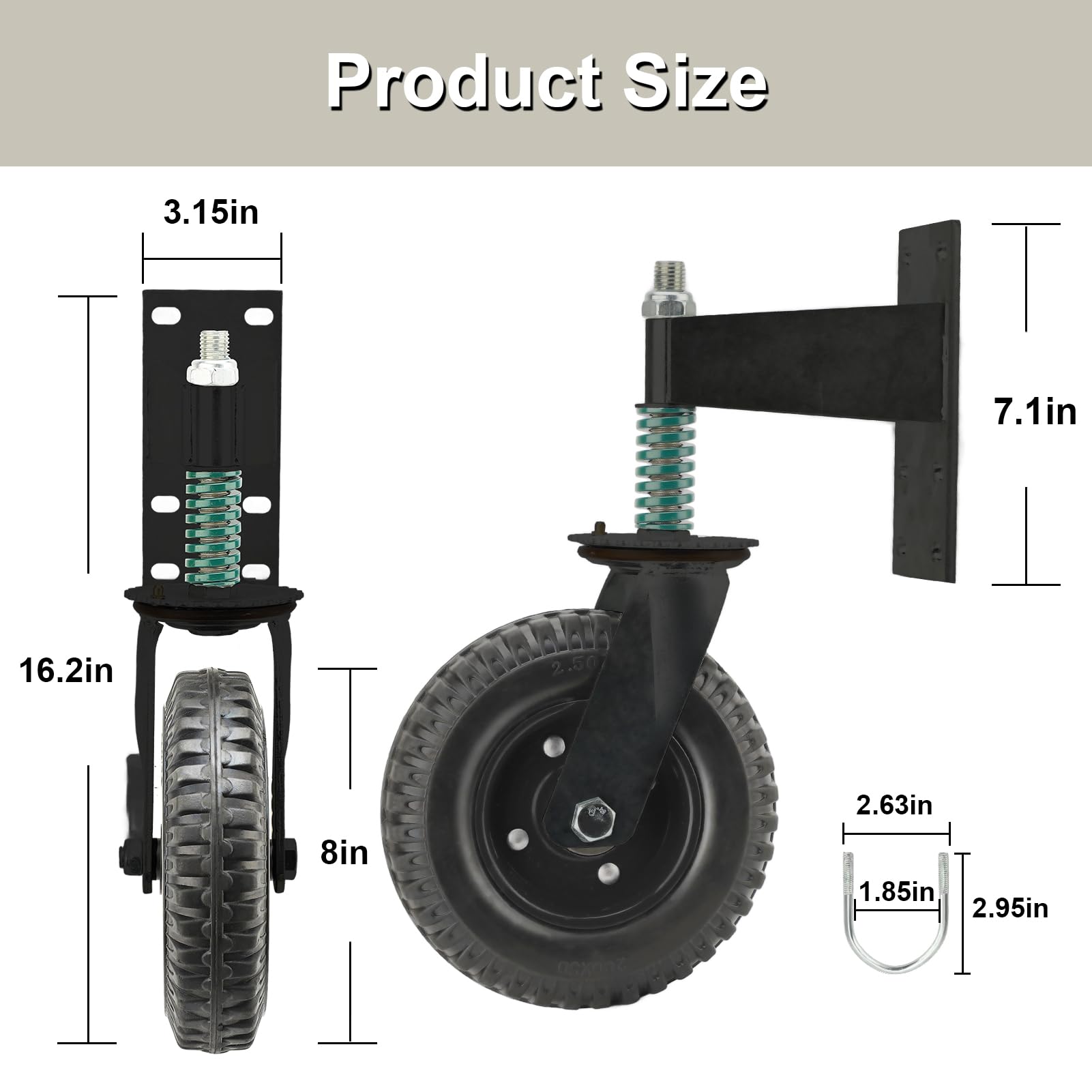 Yosoo Health Gear Rueda de Puerta de Alta Resistencia, Rueda de Puerta de Cerca, Capacidad de 600 Libras, Rodillo de Puerta con Resorte, Absorción de Impactos, Rodillo de Goma Universal con Llave