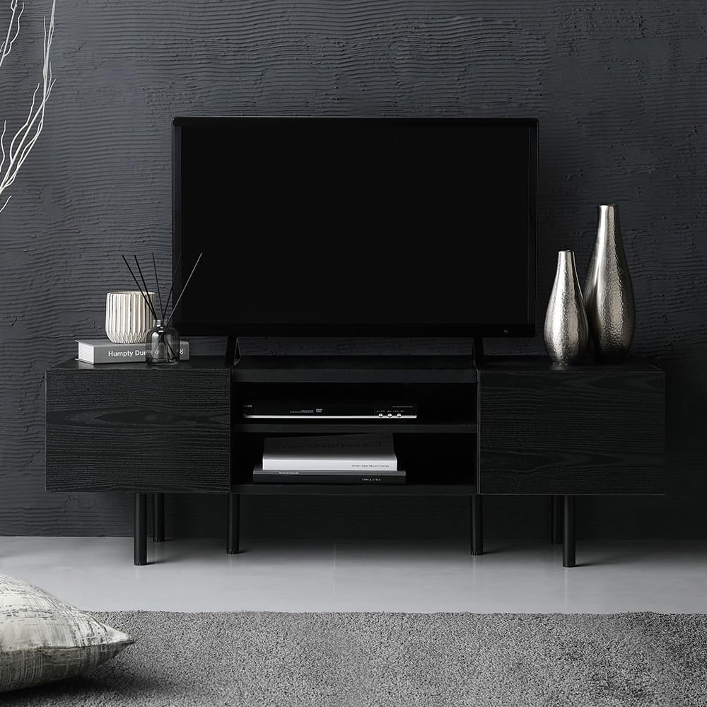 RASIK テレビ台 50型 対応 120cm幅 ブラック ローボード ワイド…