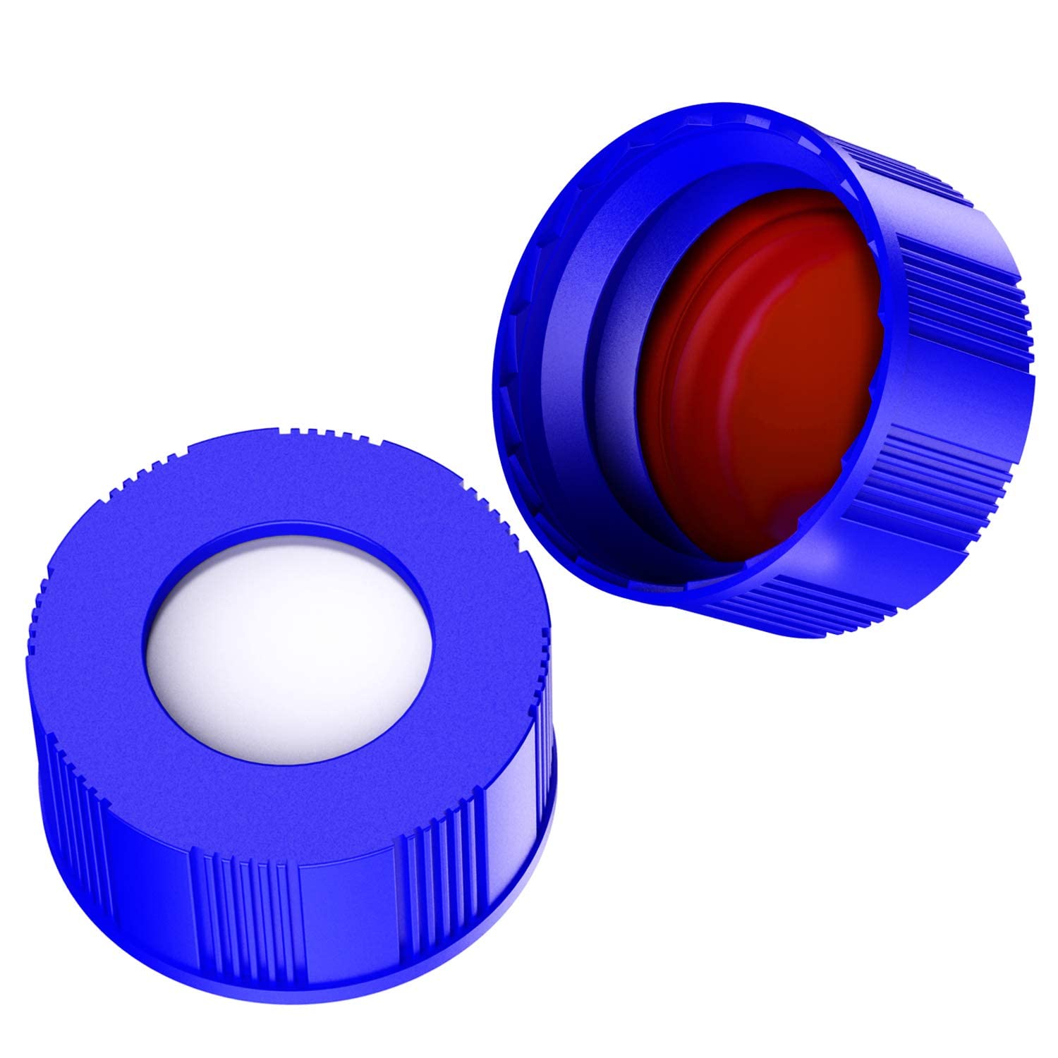 ALWSCI Tappo per Fiale Per Autocampionatore 9-425, Tappi a Vite In Polipropilene Blu da 9 Mm Con Setti In PTFE Rosso/Silicone Bianco, 100 Pezzi/Pz.