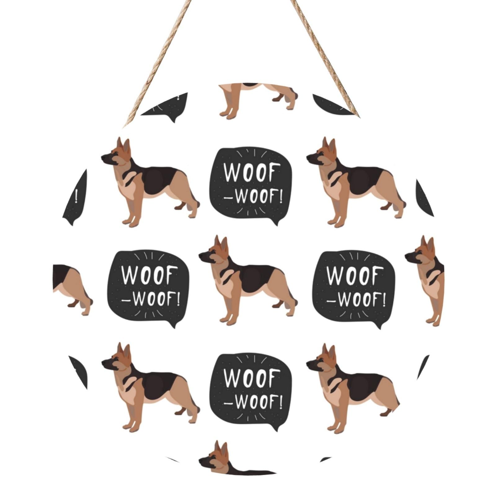 InOmak Dog German Shepherd, Round Wood Panel Painting 12 in, Wall Hanging Painting For Home