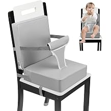 PandaEar Child Booster Seat for Dining Table Portable Travel High Chair Baby Seat Cushion Children's Booster Child Booster Seat with Backrest and Adjustable Safety Belt Grey