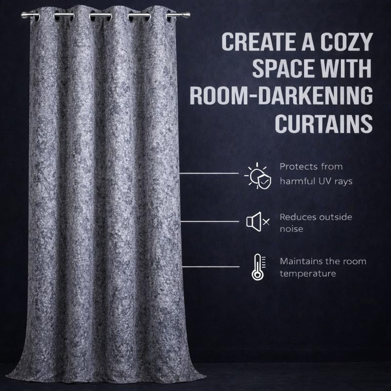 Image of Grey Velvet Blackout Curtain for Door & Window, 11 Feet Long, 70% Room Darkening, Thermal Insulated Heavy Drape, Soft Velvet Fabric, Set of 1 (335 * 121cm, Grey)