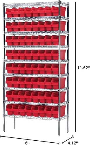 Miniatura 8 de Akro-Mils 30040 ShelfMax - Caja de plástico para anidar, 12 pulgadas de largo x 4 pulgadas de ancho x 6 pulgadas de alto, caja de 16, color rojo