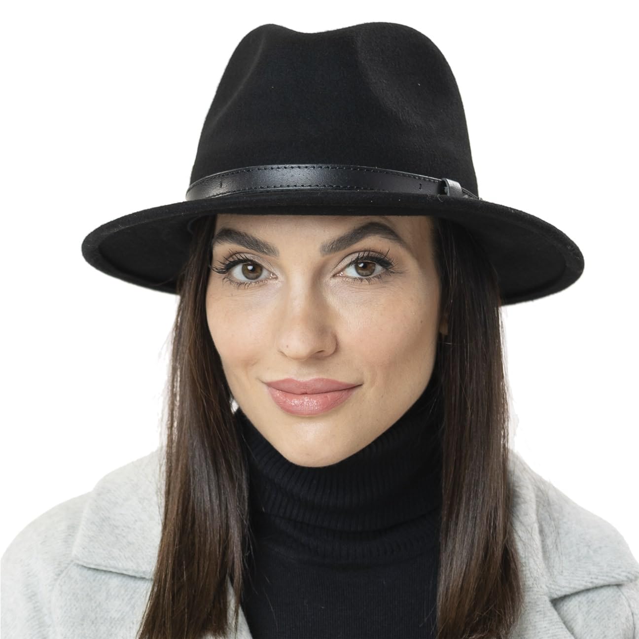Lierys Chicago Wool Felt Traveller Hat Women/Men Black 7 1/2-7 5/8