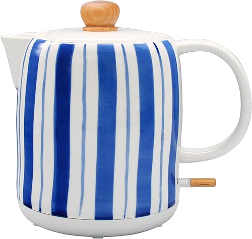 Miniatura 12 de Hervidor eléctrico de cerámica de 1 cuarto de galón, apagado automático, tetera de porcelana, caldera eléctrica de agua caliente con luz LED,