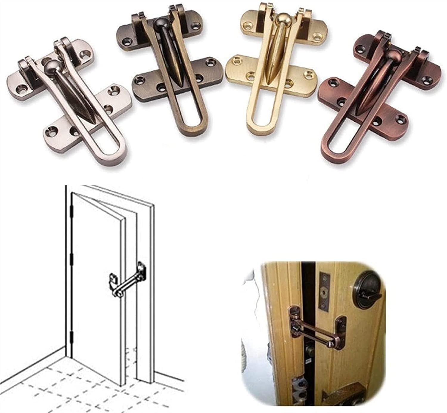 ドアチェーンロック、ボルトゲートラッチ、ラッチ安全リミッター、保険盗難防止ドア安全チェーン家庭用ドアボルトホテルルームソリッドシック