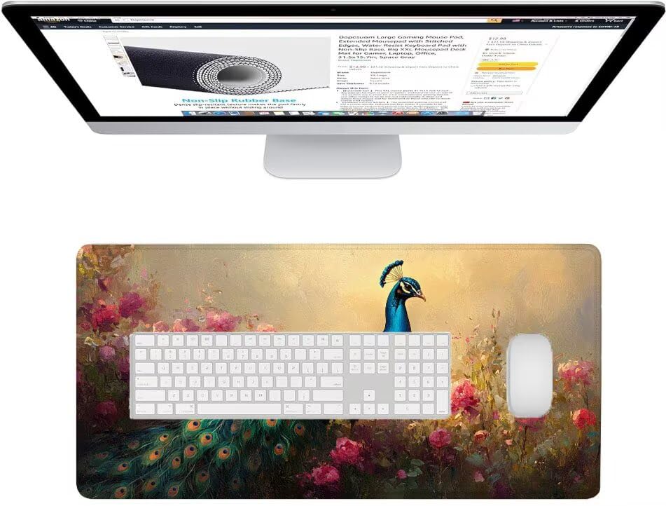 Tapis de souris paon et fleur pour sublimer la décoration de votre bureau d'ordinateur - 3