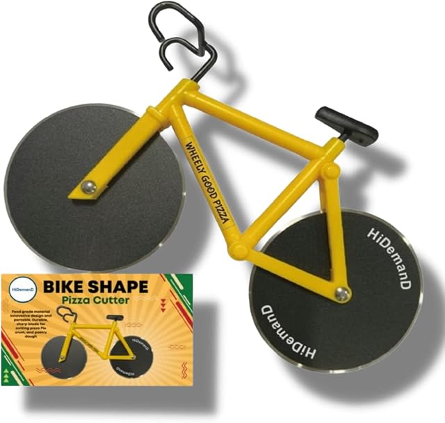 HiDemanD Bicycle Pizza Cutter Wheel -Solid Sharp Non-Stick Wheels | Suberb Bike Gifts for Men | Pizza Cutter Novelty | Amazing Cycle Pizza Cutter | Novelty Kitchen Gadgets | Pizza Wheel