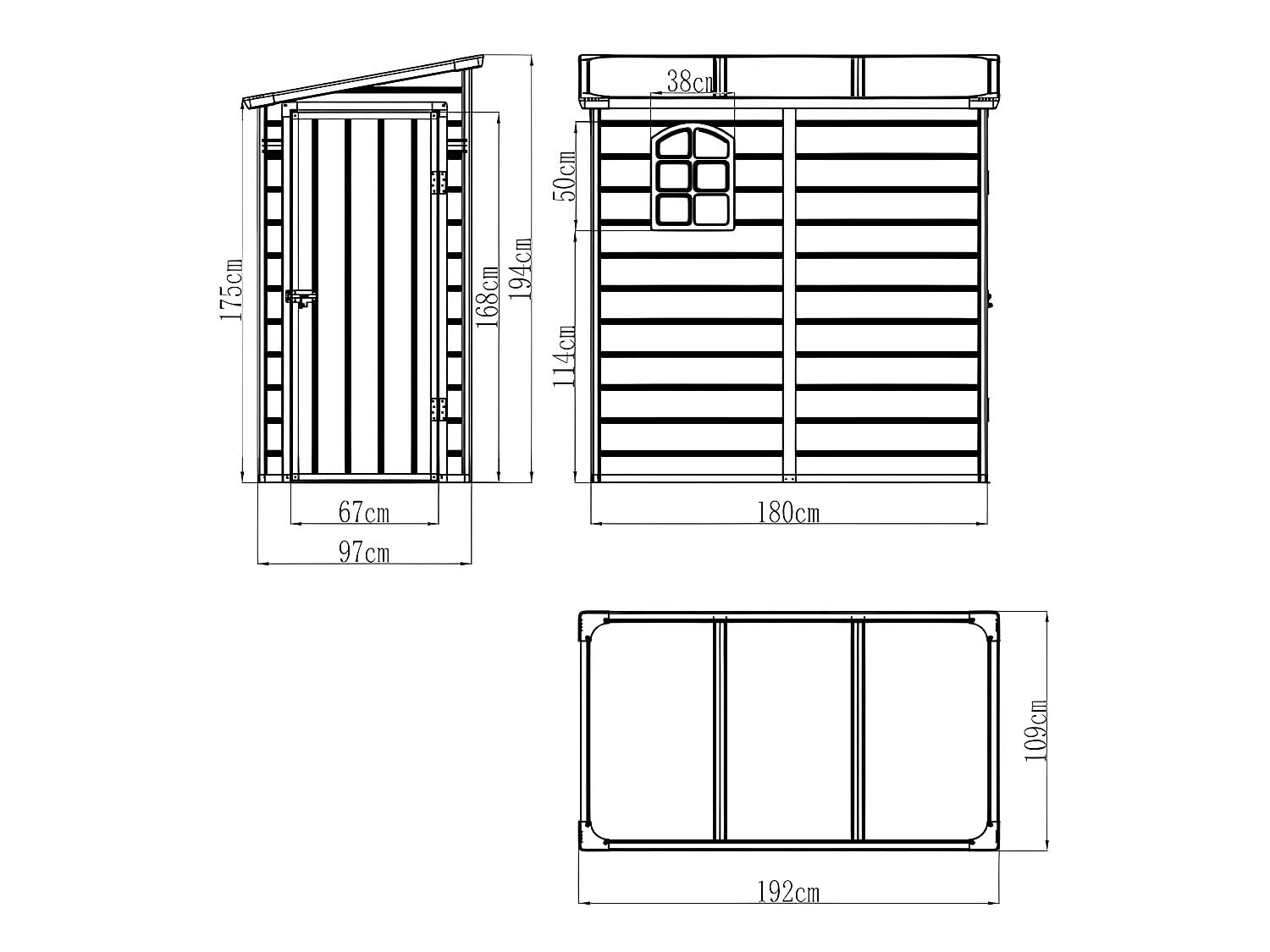 Vente-unique-Caseta de jardín de Resina adossé Gris Antracita Alberto - 2,12m²