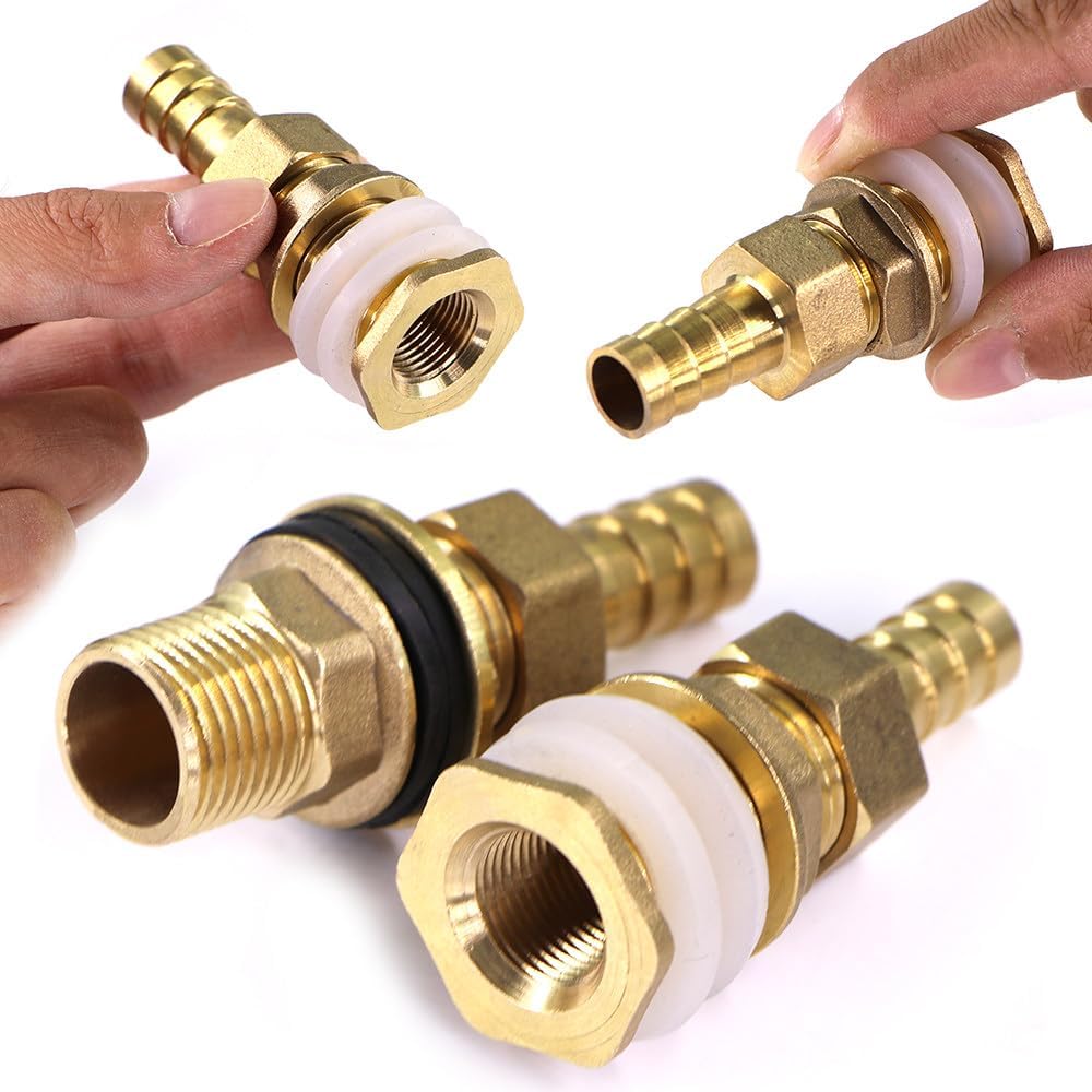 6-19mm Brass Water Tank Joint with Pagoda Hose Adapter Double Sealing Washer Garden Irrigation Pipe Tube Coupling Connect Repair,Type B,for 8mm Tubing