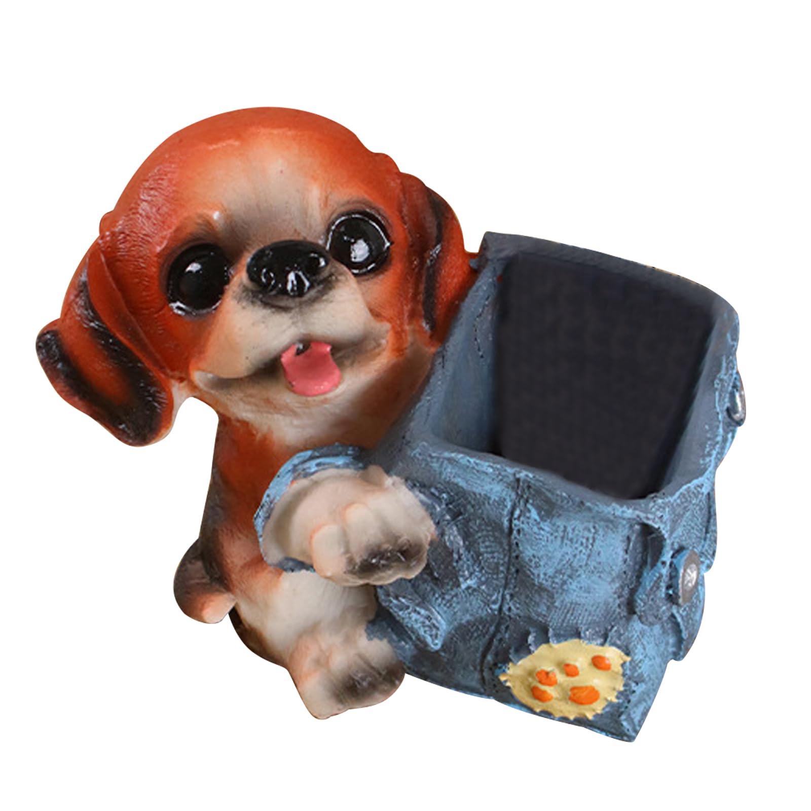 Shurhome Dog Shape Pen Cup Table Ornament Resin Pencil Desktop Container Makeup Brush Organizers Storage Box 120x110x75mm Dog Resin