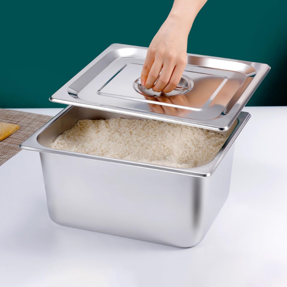 Tapa para Buffet de Acero Inoxidable Bandeja Rectangular Fácil de Limpiar y Mantener Alimentos Frescos, Adecuado para Restaurantes y Familias