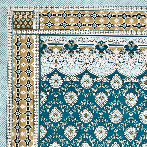 Image of RajasthaniKart Pure Cotton 180 TC King Size BEDSHEET with 2 Pillow Cover - 90X108 (Suitable for King Size Bed Sheet or Double Bed, Teal) PSP 141