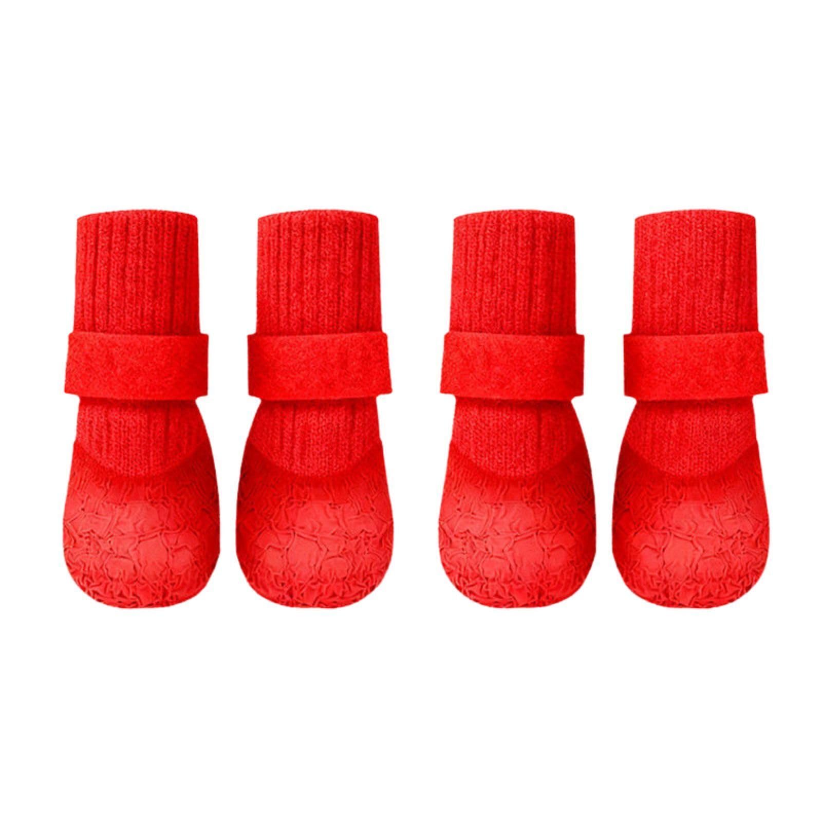 BT Bear Waterproof Dog Shoes with Soft Knitted Fabric, Non-Slip Sole, Hook and Loop Closure, Elastic Design for Small Medium Dogs (Red, L)