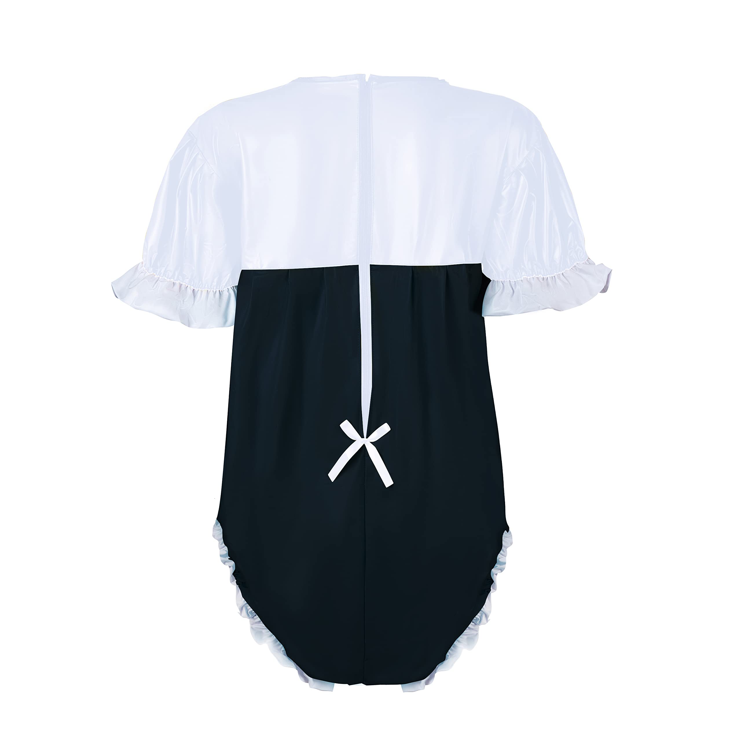 ABDL Einteiler für Baby-Windelliebhaber, zweifarbig, Patchwork, niedlich, kurzärmelig, TPU, ABDL, Knopf, Schritt, Strampler, Body, Kunststoff-Einteiler