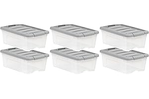 Amazon Basics 12 Quart Clear Plastic Storage Bins Organizers with Locking Lids (Pack of 6)