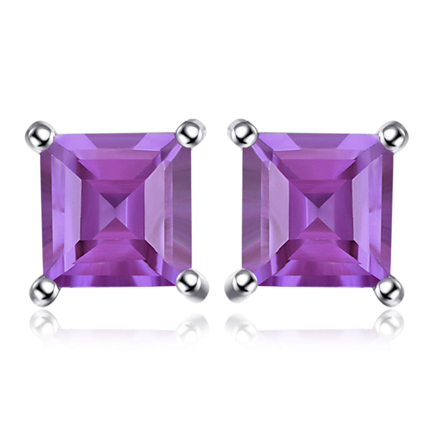 JewelryPalace Square 0.6-0.8ct Garnet Peridot Amethyst Citrine Topaz Ruby Sapphire Emerald Solitaire Gemstone Stud Earrings for Women, 14k Gold Plated 925 Sterling Silver Earring for Her Jewellery set