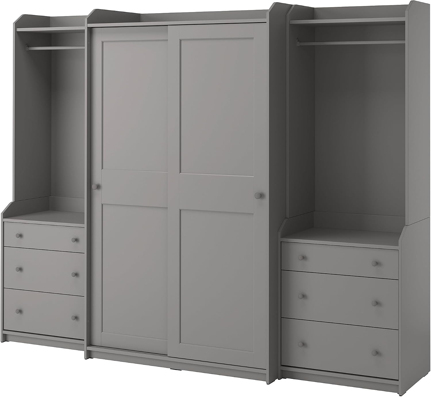 HAUGA wardrobe combination, 258x55x199 cm, grey