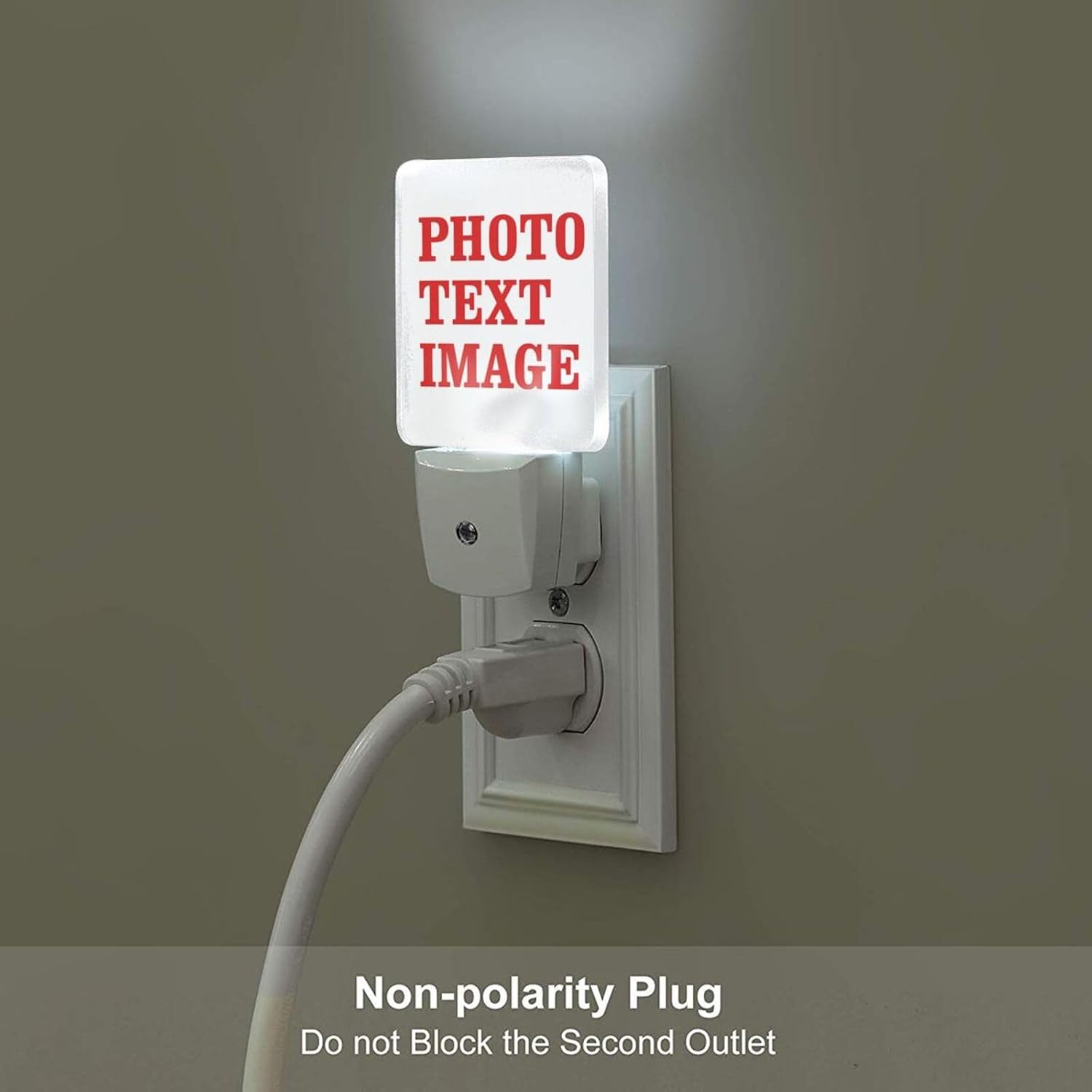 Personalized Photo Nightlights Set of 2, Custom Your Own Image 2 Pictures LED Plug-in Night Light 2-Pack for Bedroom Bathroom Hallway