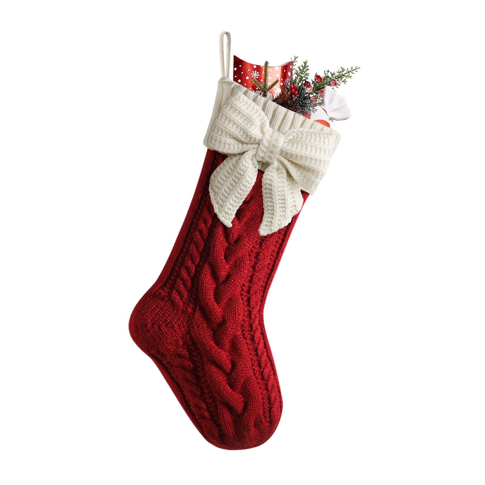 Cysincos Personalized Christmas Stockings Custom Name Family Christmas Stockings 18" Large Knitted Xmas Fireplace Hanging Stocking, Stocking for Holiday Family Party (Z-butterfly Red Body)