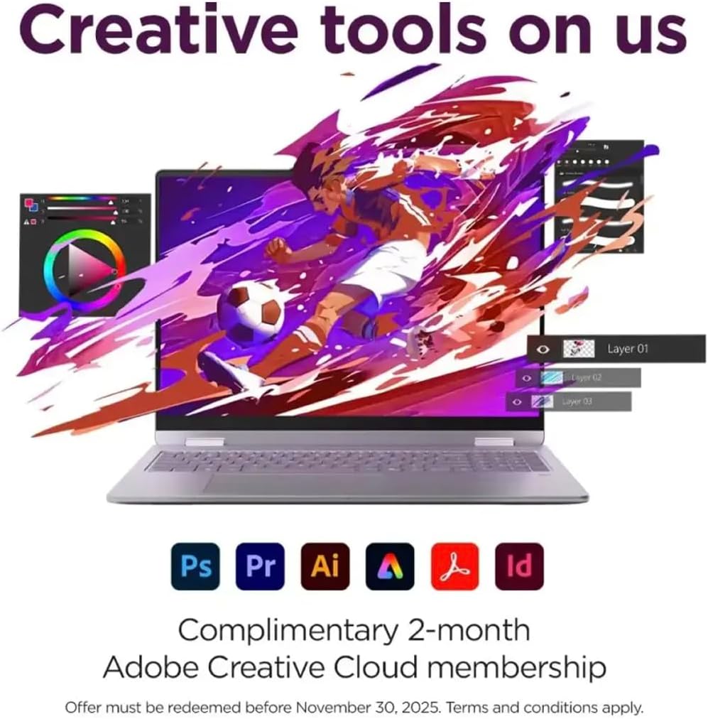 Lenovo Yoga 7i 2-in-1 AI Laptop 16.0" Touchscreen IPS WUXGA Display (Intel Ultra 7-256V, (Beats Ultra 7 155U), 16GB LPDDR5X, 1TB PCIe SSD, Fingerprint, Webcam, Backlit KB, Win 11 Pro) w/DKZ Hub