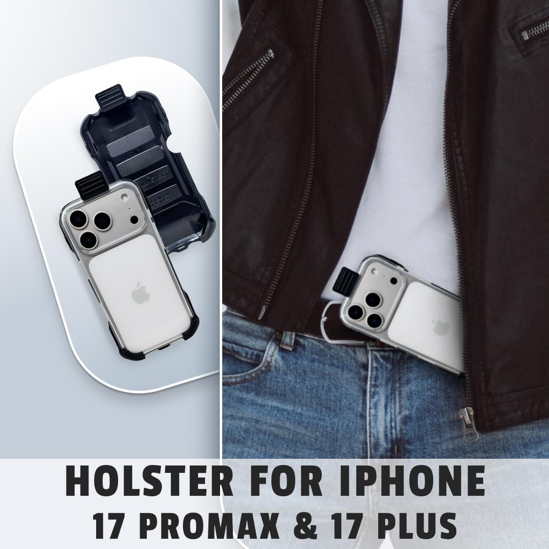 Balastec for iPhone 17 Pro or 17 Air Unbreakable Balastec Resin-Metal Belt Clip Fits Slim MagSafe or TechWoven Style Cases or Smilar Size Case