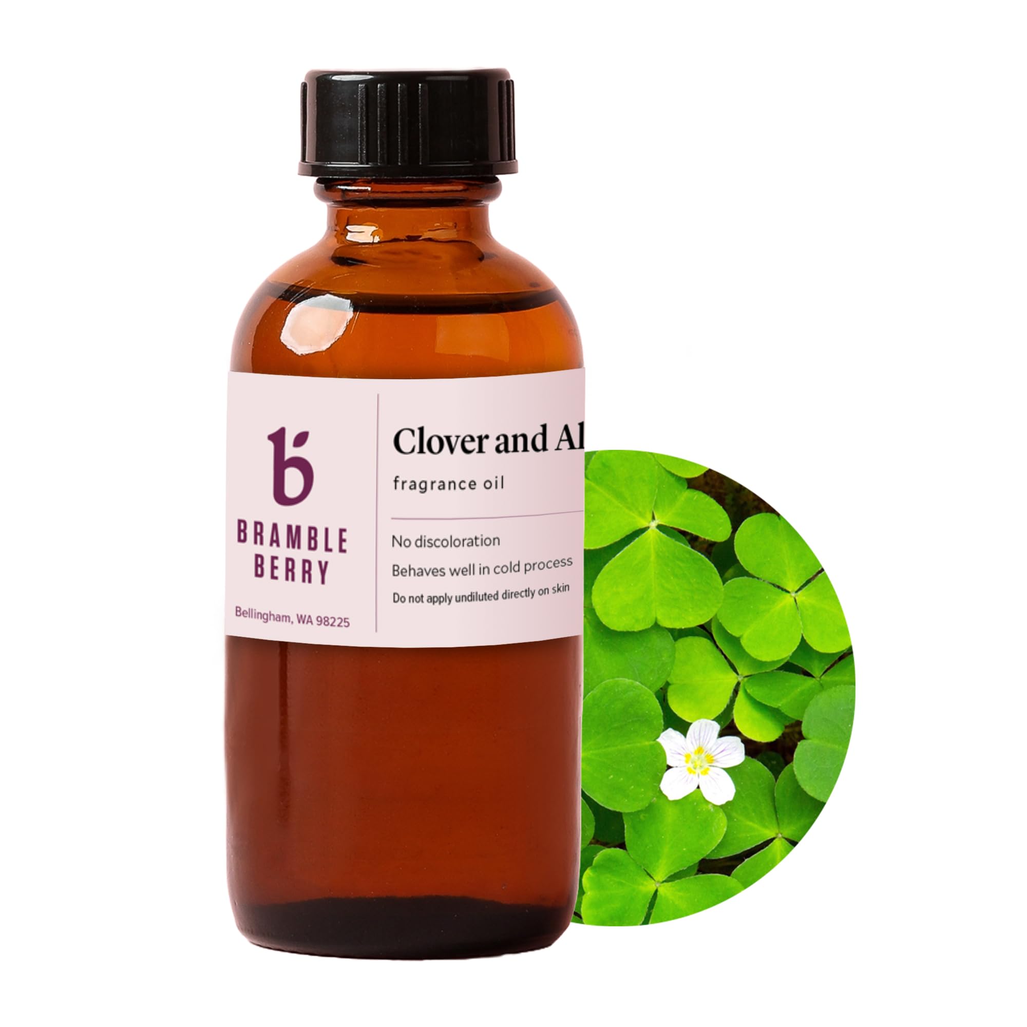 Bramble Berry Clover and Aloe Fragrance Oil 2 oz | Fresh Green &amp; Citrus Scent with Bergamot, Mint &amp; Tea for Soap Making, Lotion, Scrubs &amp; Candles | Skin Safe, Vegan, Paraben &amp; Phthalate Free