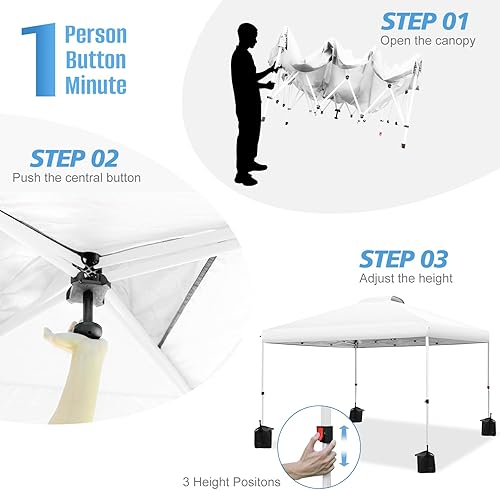 Miniatura 2 de WEIZE Tienda de campaña desplegable de 10 x 10 pies, configuración a presión de 1 botón, refugio portátil instantáneo, altura ajustable, bolsa con