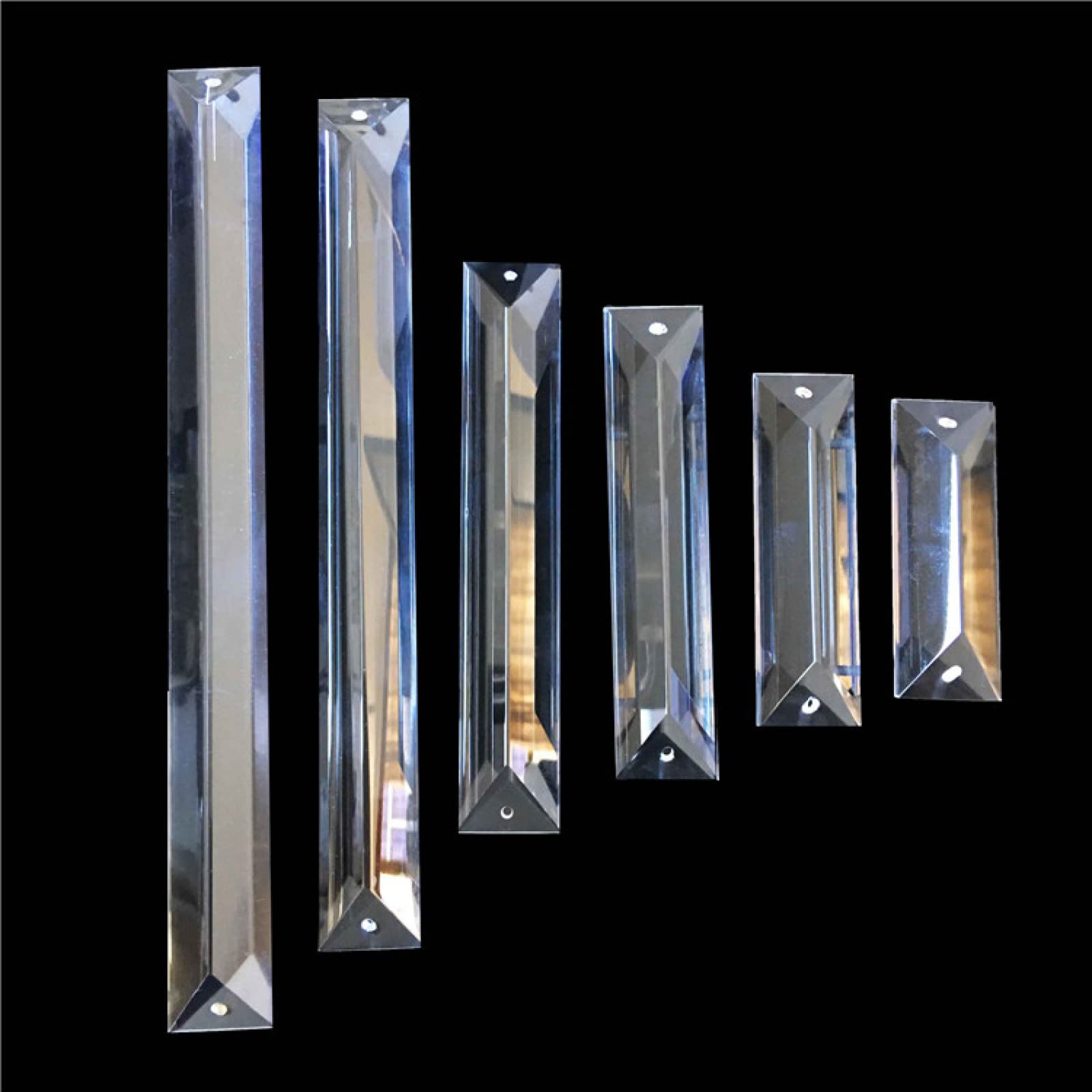 1pcs K9 Glass Rectangle Hanging Crystal Chandelier Prism Drop Pendant in One Or Two Holes for Lighting Parts Lamp Decor,63mm,2 Holes