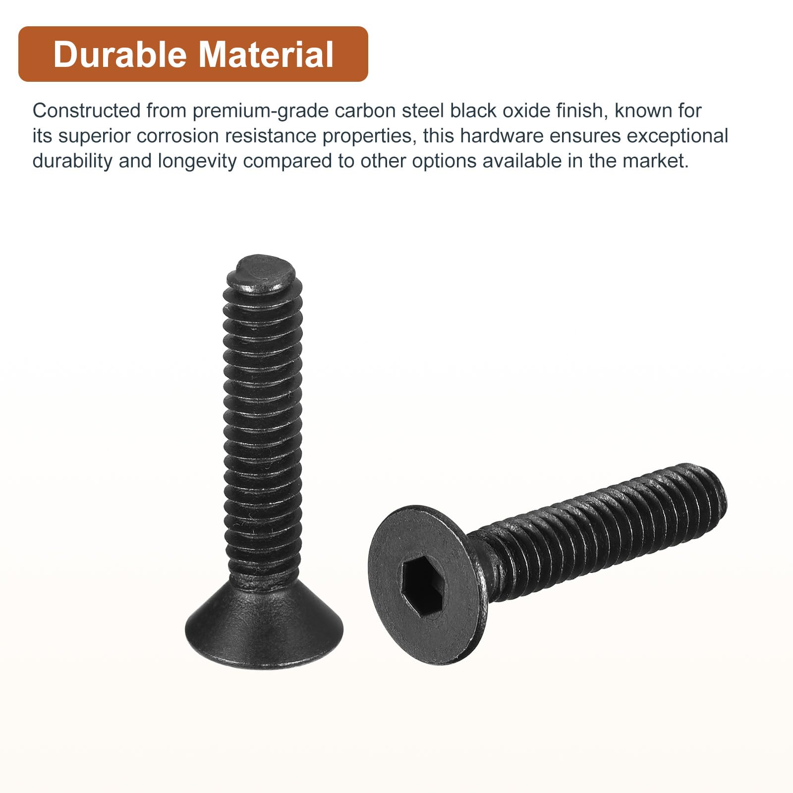 DTGN 1/4-20x1-1/4" Flat Head Socket Cap Screws, 50 Pack Hex Socket Flat Head Screws Carbon Steel Black Oxide, Full Thread - Image 3