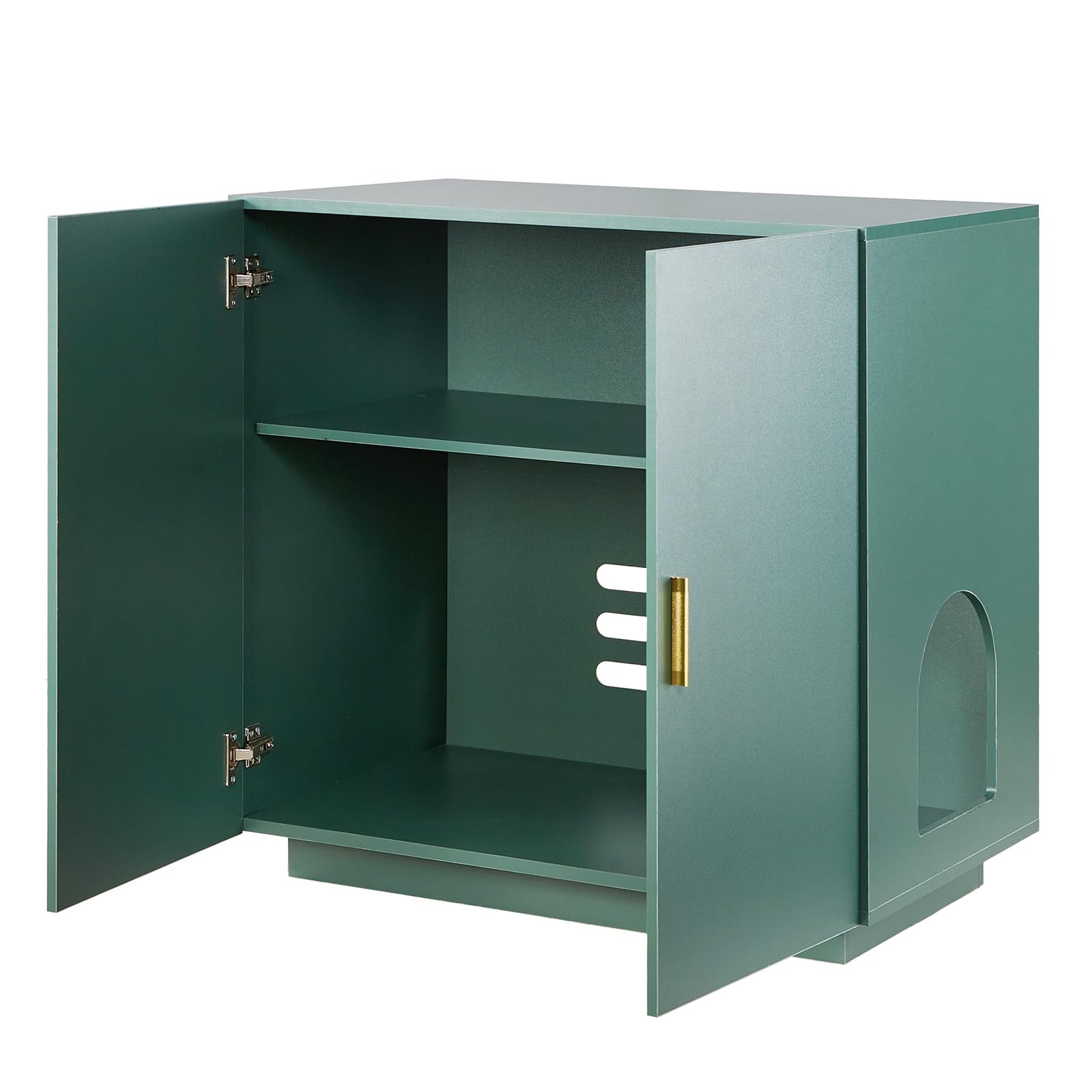 VEVOR Meuble pour Bac à Litière Chat Armoire Cache Maison de Toilette de Chat Double Porte, Niche Cache-litière Bois avec Trous d'Aération, pour la Plupart Bacs à Litière Chats, 80 x 50 x 79 cm, Vert