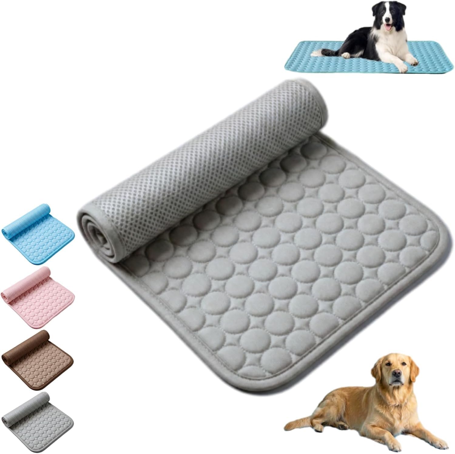VUKHWX Ice Silk Cooling Mat for Dogs, Reusable Cooling Mat for Dogs, Self-Cooled Mat, Washable Cat Cold Bed for Indoor and Outdoor, Ice Blanket Keeps Dog Cool in Summer (A)