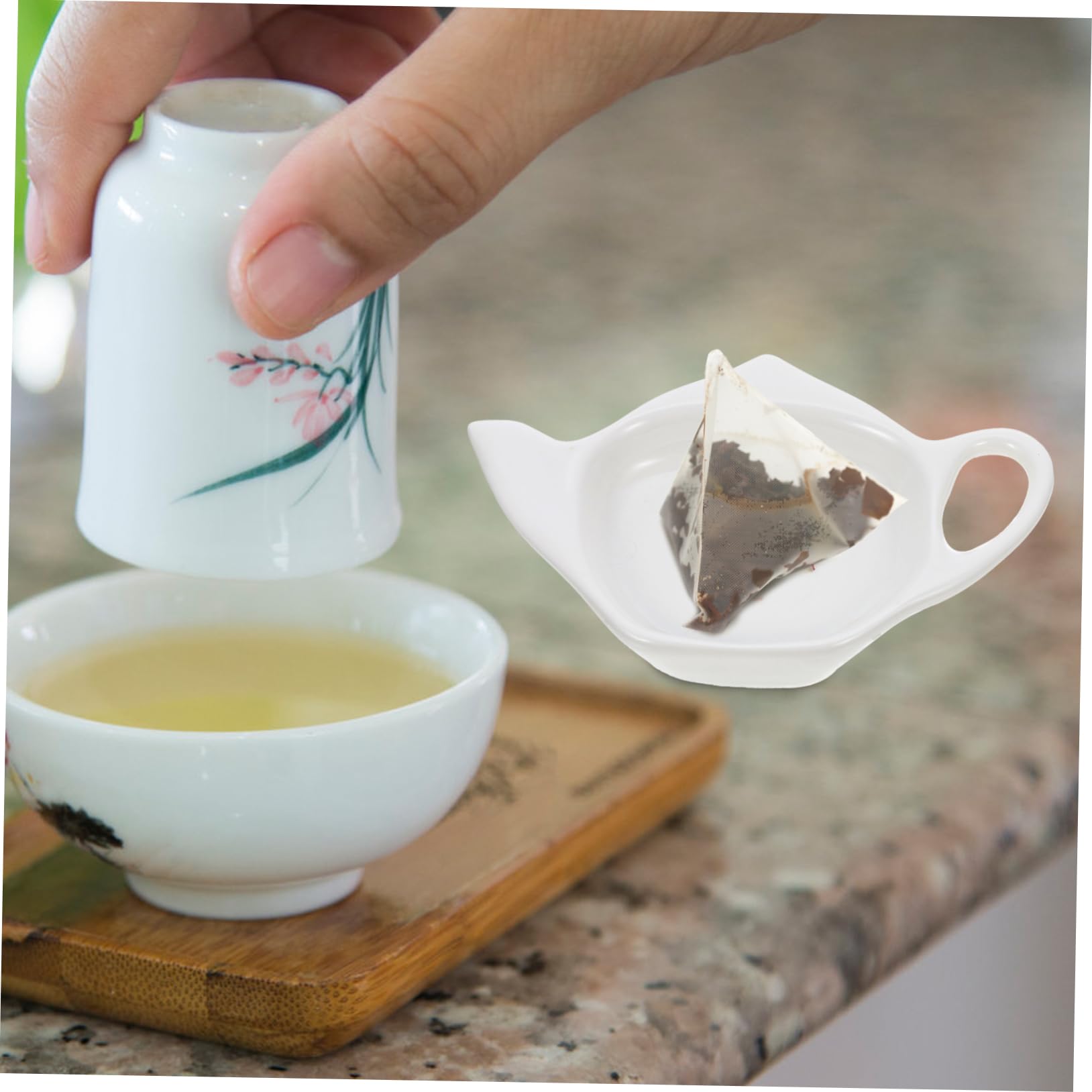 IMIKEYA Repose Sachet de Thé en Céramique Délicate pour Maison, Porte-sachets de Thé Ménagers Facile à Laver et Résistant la Déformation, Lot de 2 Pièces pour Salons de Thé