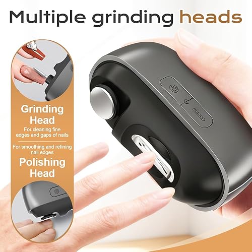 Miniatura 5 de Cortaúñas eléctrico automático 3 en 1 con pulido, pulidor eléctrico mejorado de uñas con luz LED y almacenamiento de restos de uñas, cortaúñas