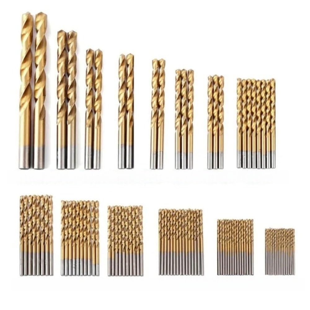 Coffret de 99 forets métriques en acier rapide pour le perçage du titane et des métaux durs (1,5 à 10 mm), pour le travail du bois, couleur or.