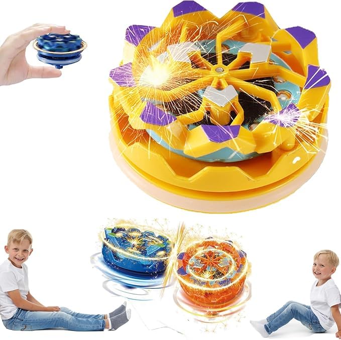 Image of REIL RAID Fingertip Gyro,Handheld Gyroscope,Luminous Spinning Gyroscope Battle Decompression Toy,Creative Gyroscope Toy for Kids,Collision Light up Spinning Top Toy (Yellow)