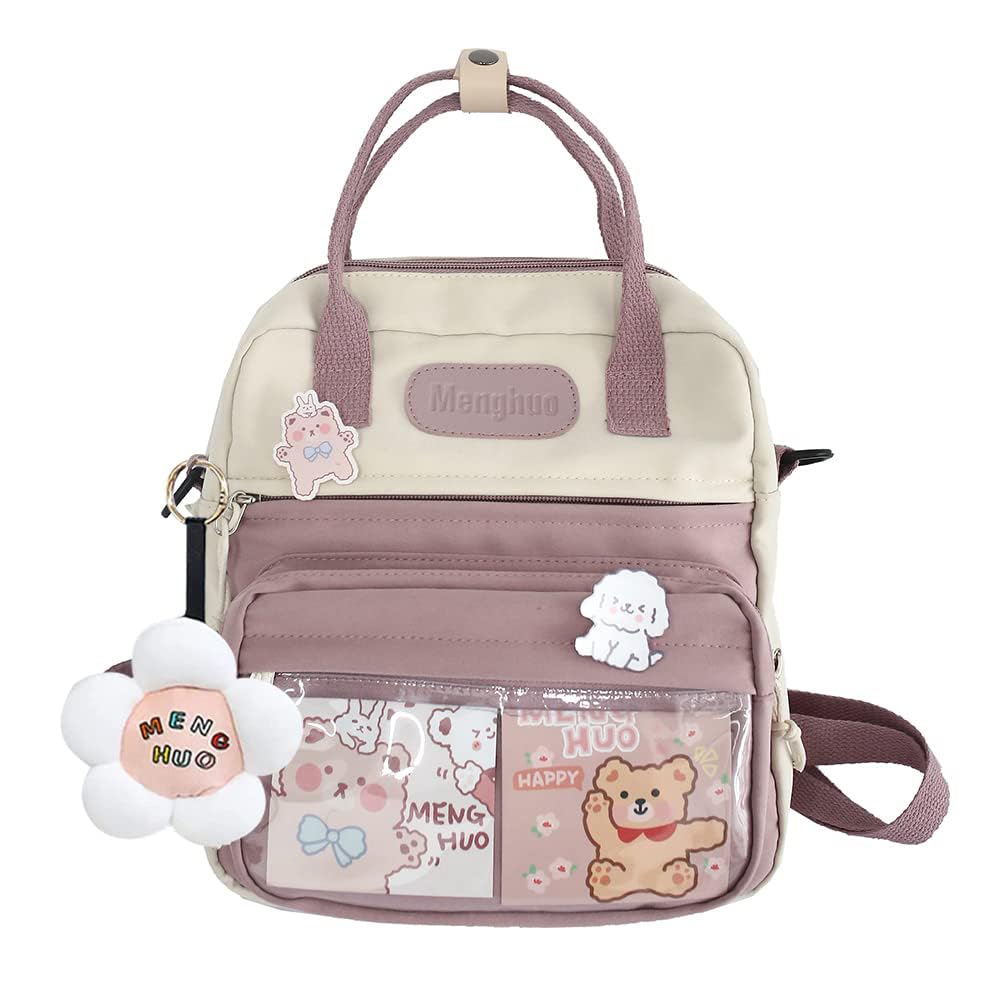 TERRIFITERRIFI Cute Ita Bag Japanese Backpack JK Uniform Bag, Pink Aesthetic Backpack with Cute Pins & Accessories - Japanese Ita Bag, Ideal for School & Travel (Pink)
