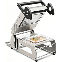 Semi-Automatic Tray Food Sealing Machine, Manual Tray Sealer, Lunch Box Packaging Machine, Food Container Sealing Meal Packing Machine for Restaurants