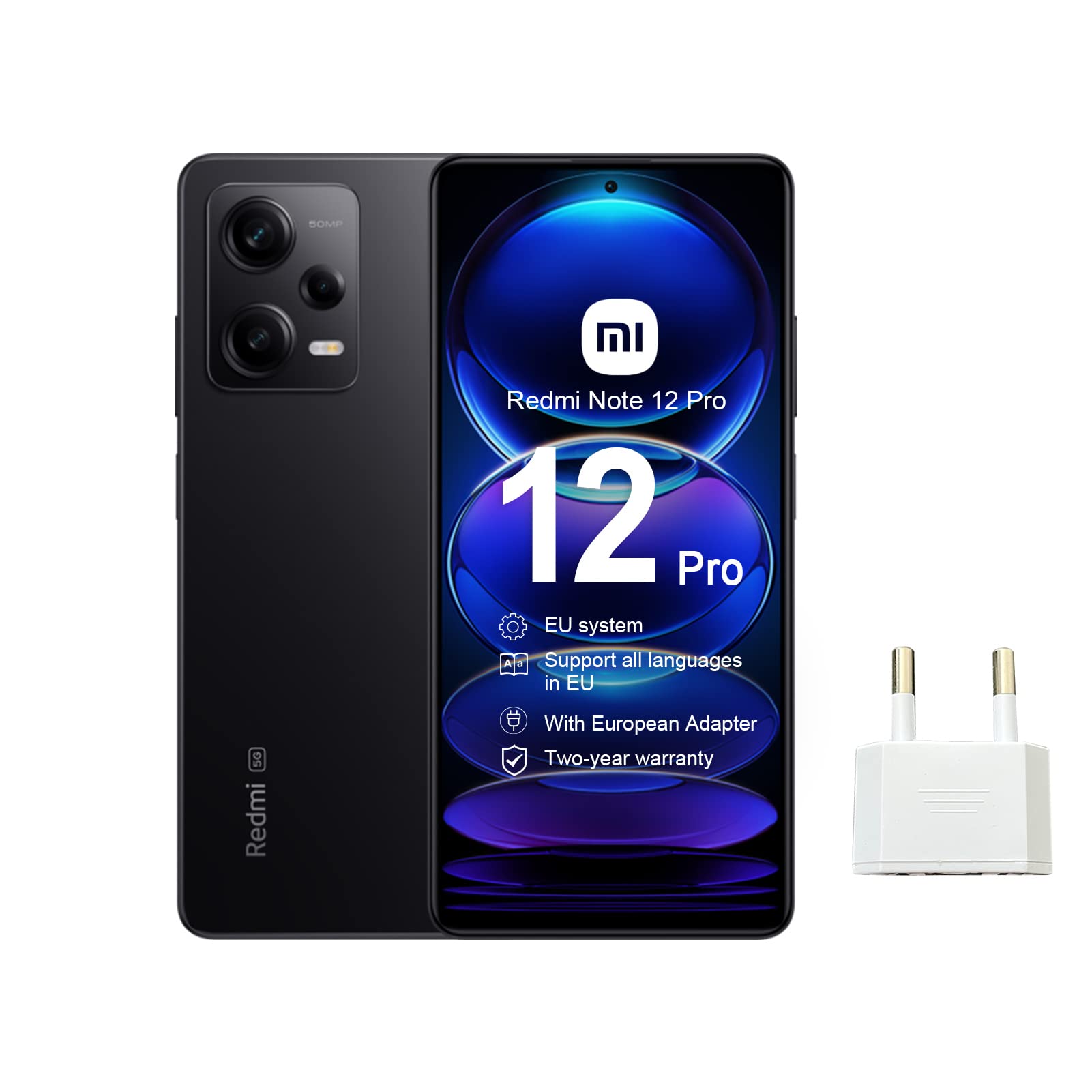 XIAOMIRedmi Note 12 Pro 5G,Dual Sim 50MP Camera MediaTek Dimensity 1080 120Hz Pro AMOLED Display 67W Turbo Charge (12GB+256GB, Onyx Black)