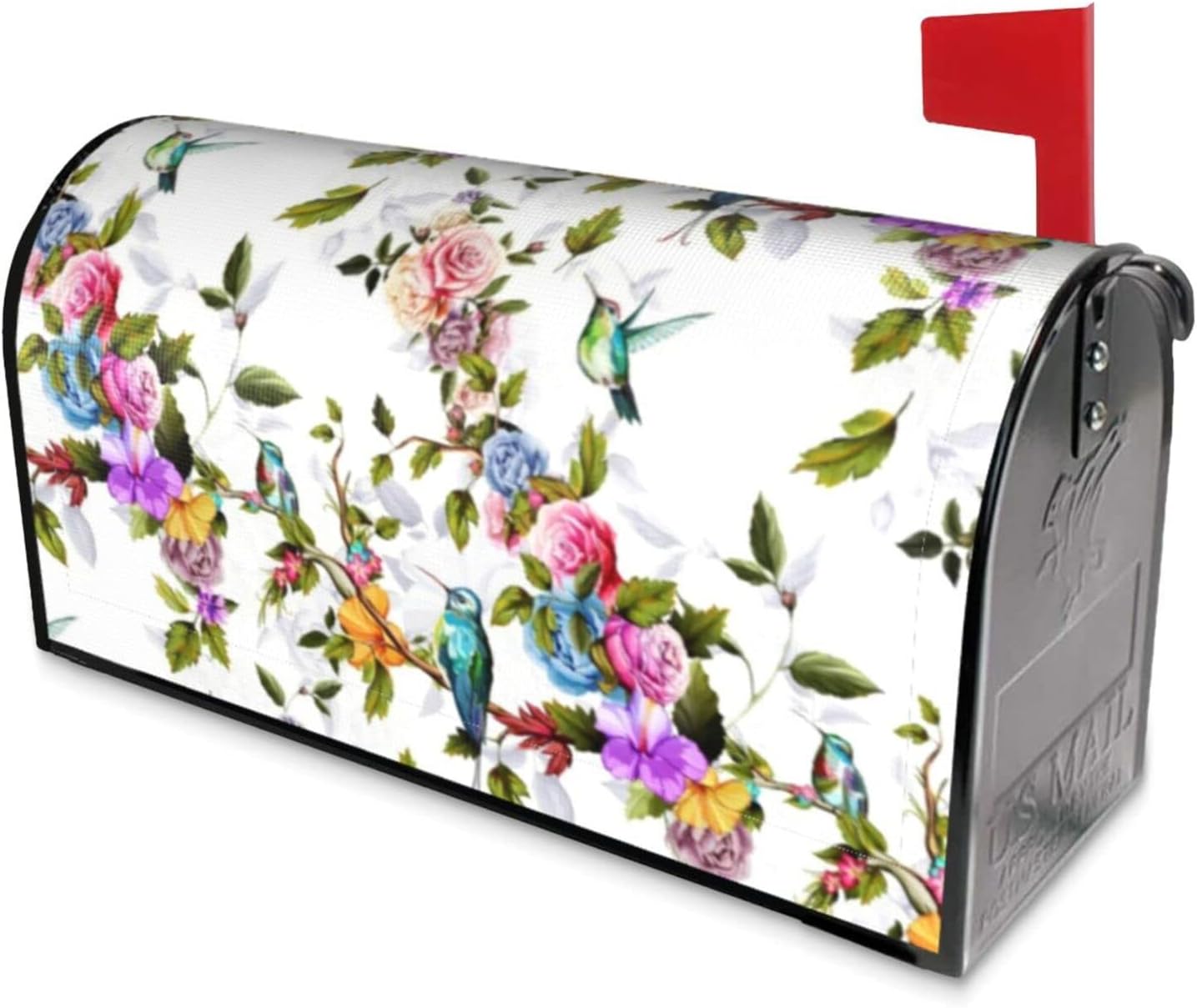 WorldGES Hummingbird Peony Flower Mailbox Covers Waterproof Mailbox Wraps