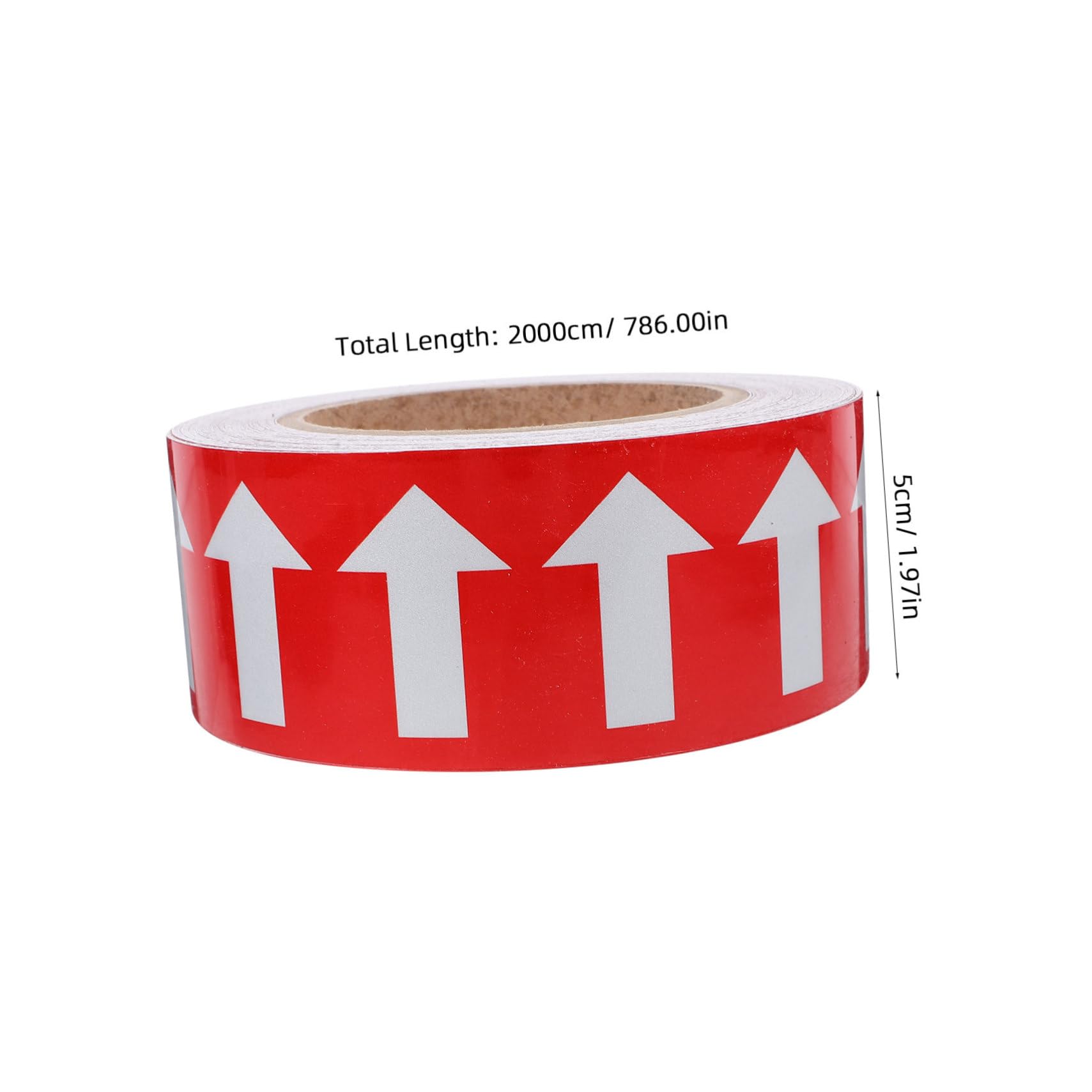 ULTECHNOVO Nastro Adesivo a Freccia Direzionale 50mm x 20m, Adesivo Autoadesivo in Polistirene Rosso Freccia Bianca, Visibilità Riflettente Per Segnaletica Tubi e Impianti Industriali