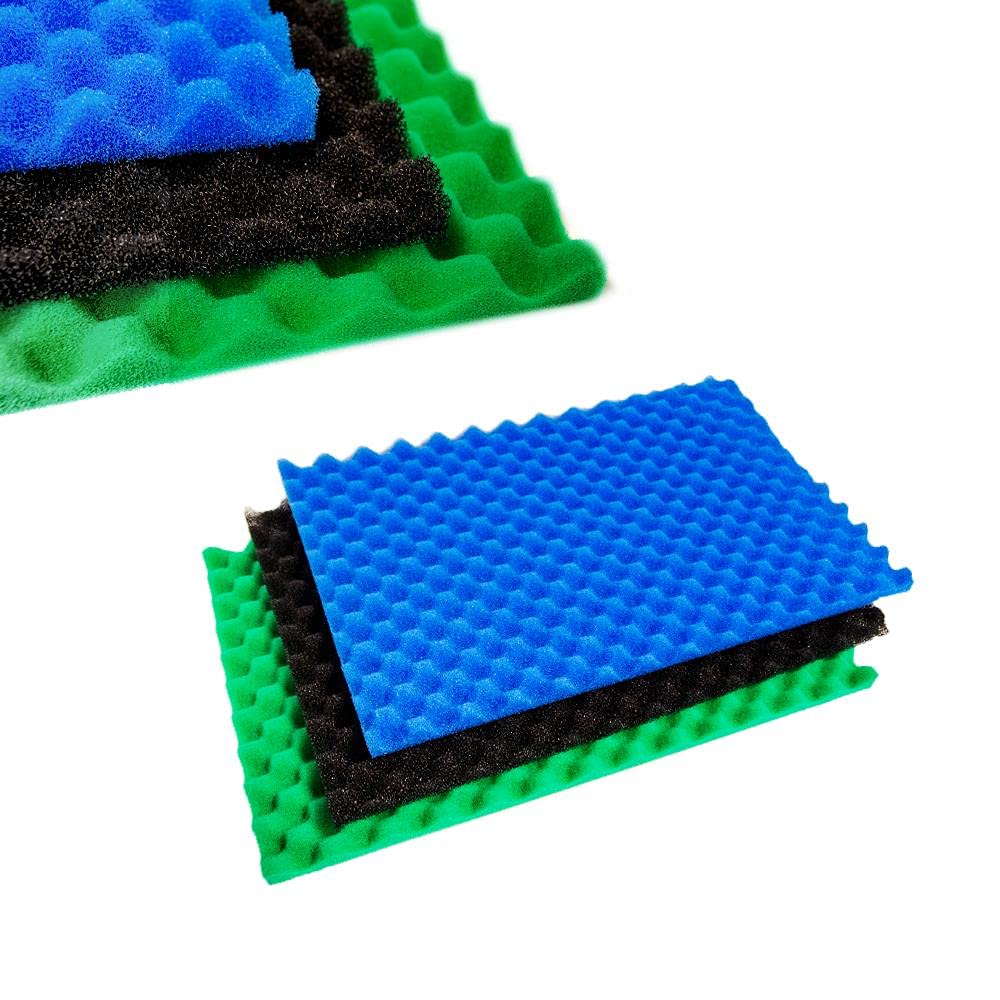 Pisces Pond Filter 3 Grade Media Foam Set 17" x 11" (430 x 280mm) Coarse, Medium and Fine - Universal Replacement Fish Pond Filter Media