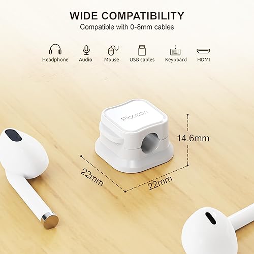 Miniatura 6 de Picozon - Paquete de 15 soportes magnéticos para cables, organizador de cables adhesivos Picozon para teléfono, cargador USB, organizador para