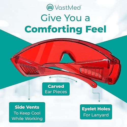 Miniatura 4 de Gafas protectoras rojas de grado dental Gafas de seguridad Gafas de protección ocular Gafas dentales para blanquear los dientes luz