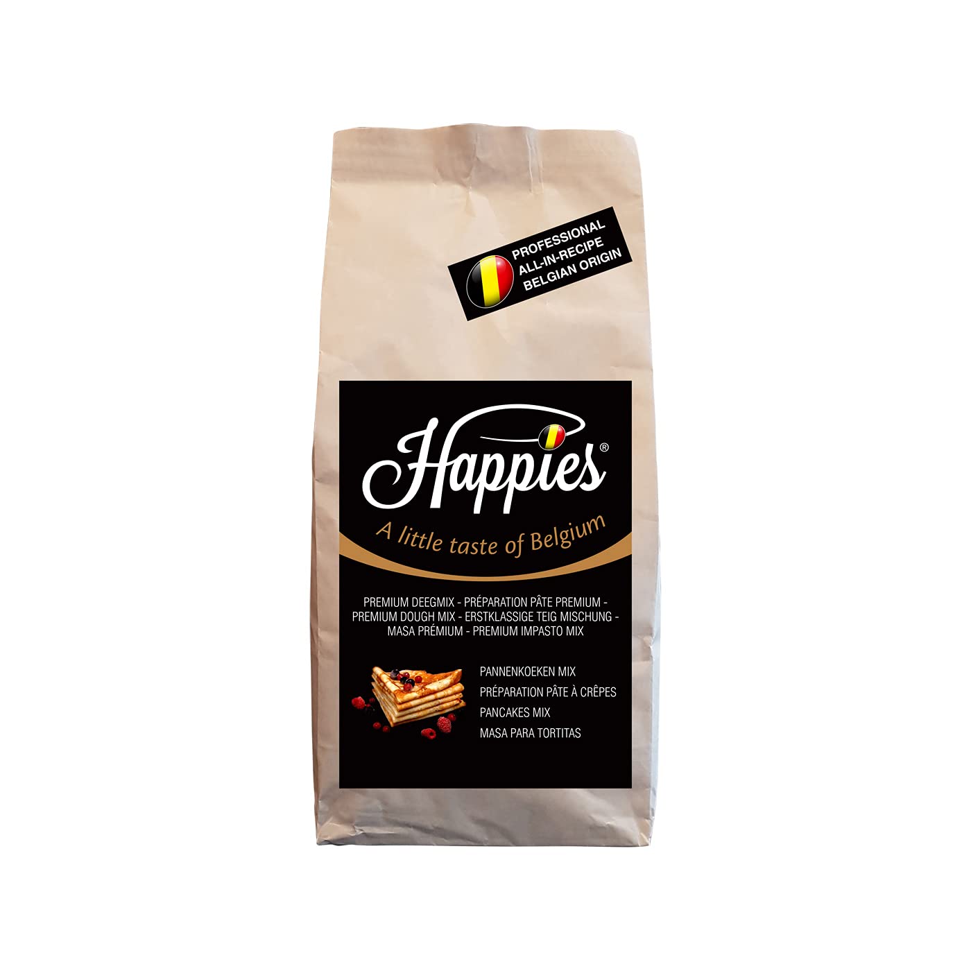 Happies Backmischung für lecker Pancake, Fertigbackmischung für echte belgische Pfannkuchen oder auch Teig-Mischung für französische Crepes | (2.5)